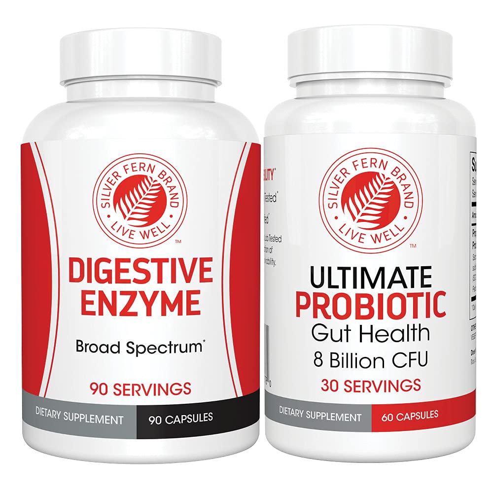 Silver Fern Gut Health Tune-Up Kit Probiotic & Enzymes - 150 Capsules
