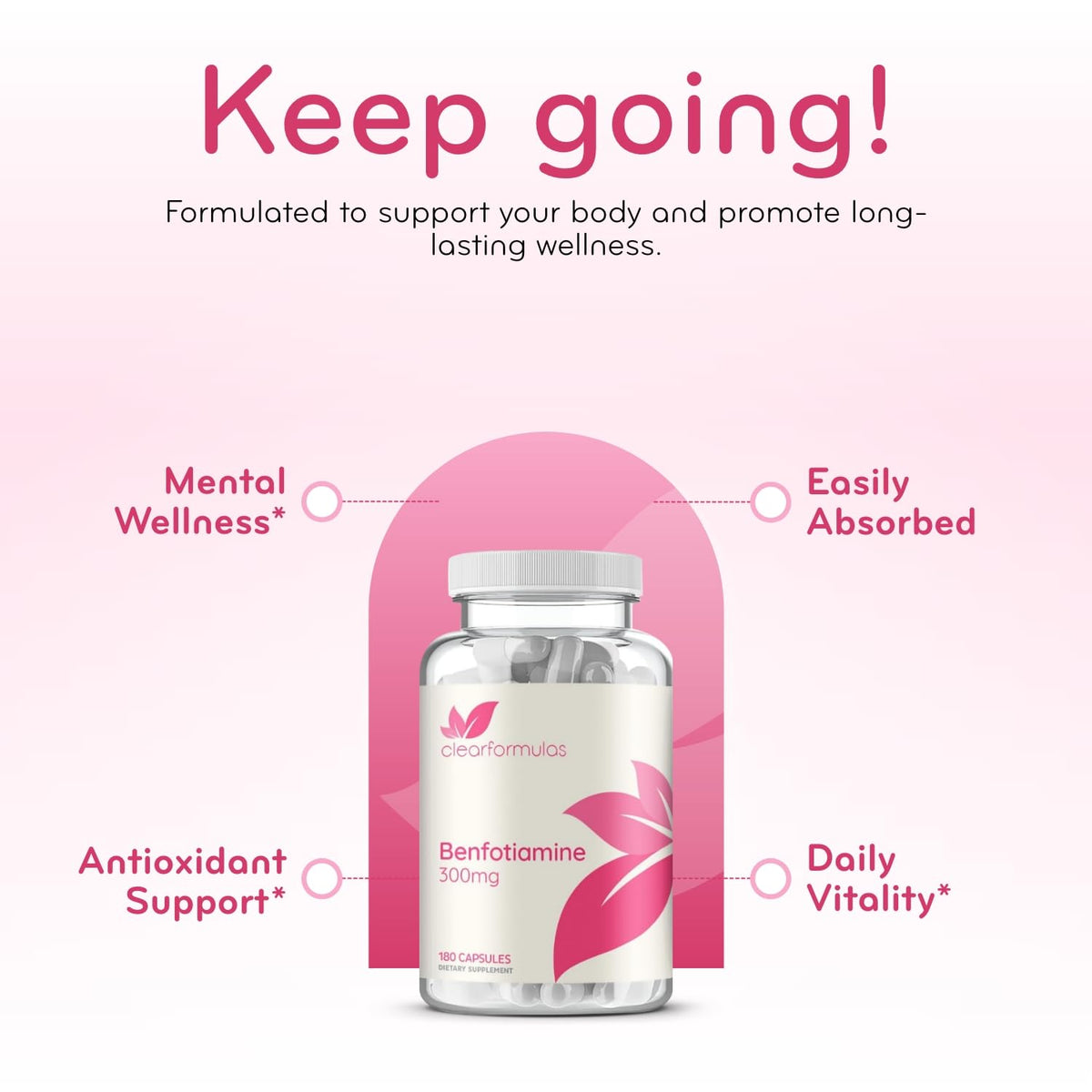 Clear Formulas Benfotiamine 300mg Vitamin B1 - 180 Capsules - image 5