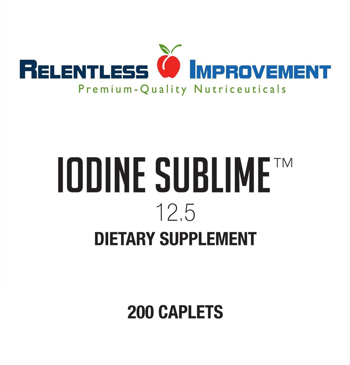 Relentless Improvement Iodine Sublime 12.5mg Thyroid Support - 200 Caplets - image 2