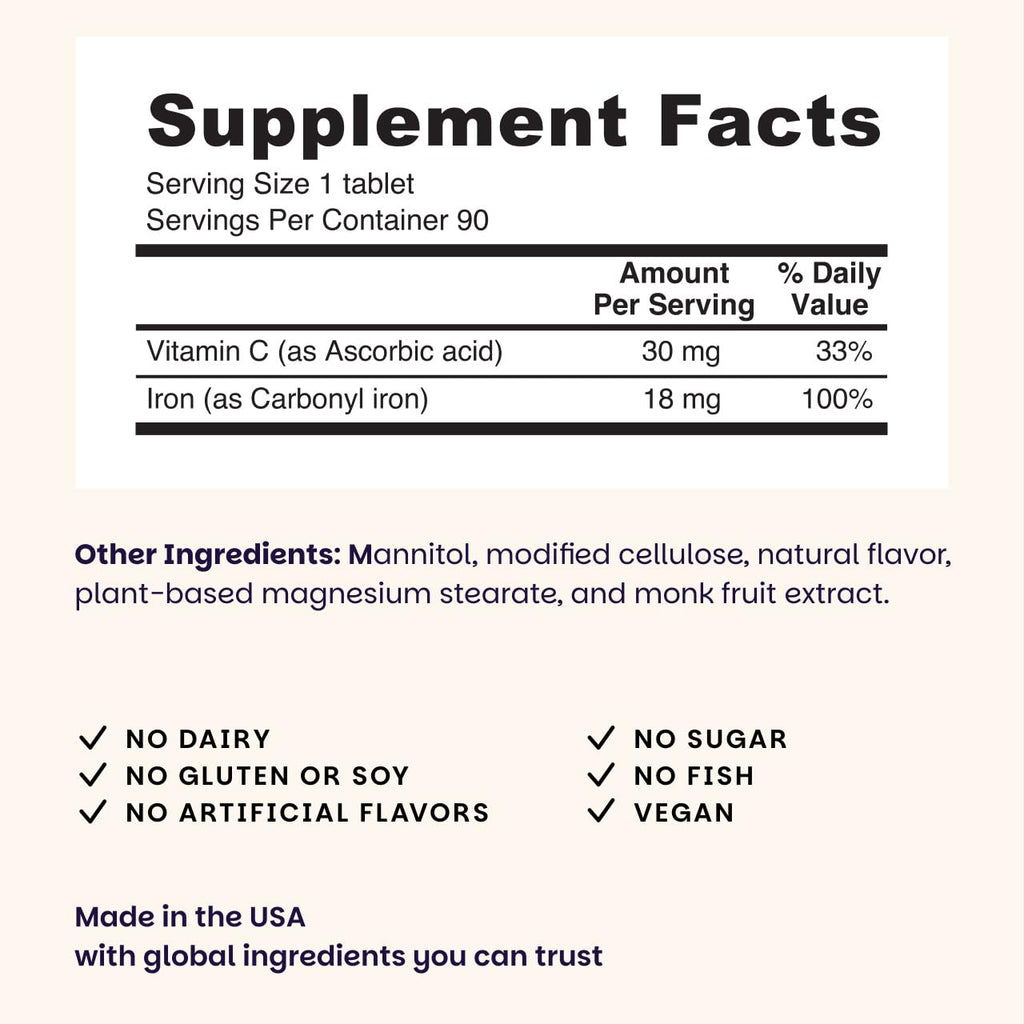 EZ Melts Dissolvable Iron 18 mg - 90 Tablets - image 3