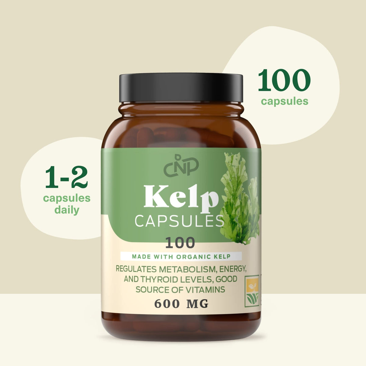 Complete Natural Products Icelandic Sea Kelp 600mg Thyroid Support - image 5