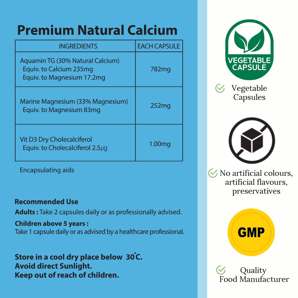 HI WELL Premium Natural Calcium with Magnesium & Vitamin D - 120 Capsules - image 5