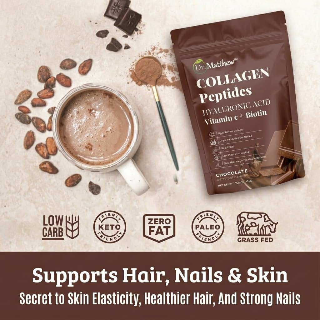 Dr. Matthew Chocolate Collagen Powder with Hyaluronic Acid - 15.9 oz - image 2