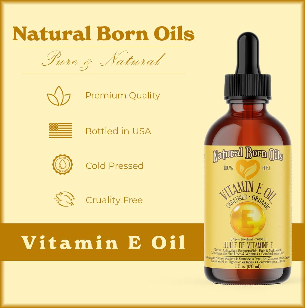 Natural Born Oils Vitamin E Oil 100% Pure D-Alpha Tocopherol - 8 Fl Oz - image 3