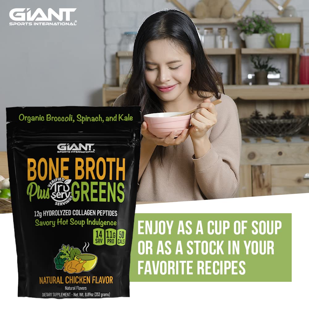 Giant Sports Bone Broth Powder Chicken Grass Fed - 8.89 oz - image 3