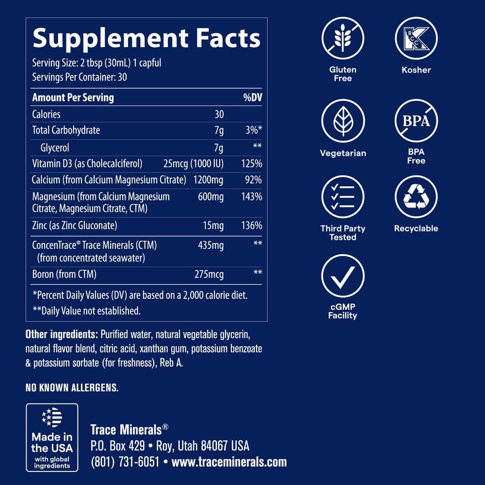 Trace Minerals Liquid Cal Mag Zinc with Vitamin D3 - 30 fl oz - image 3