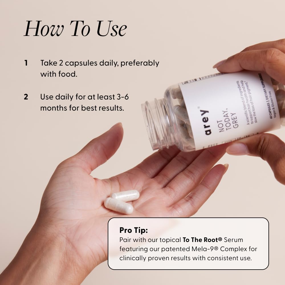 Arey Not Today Grey Hair Supplement for Color & Strength - 60 Capsules - image 8