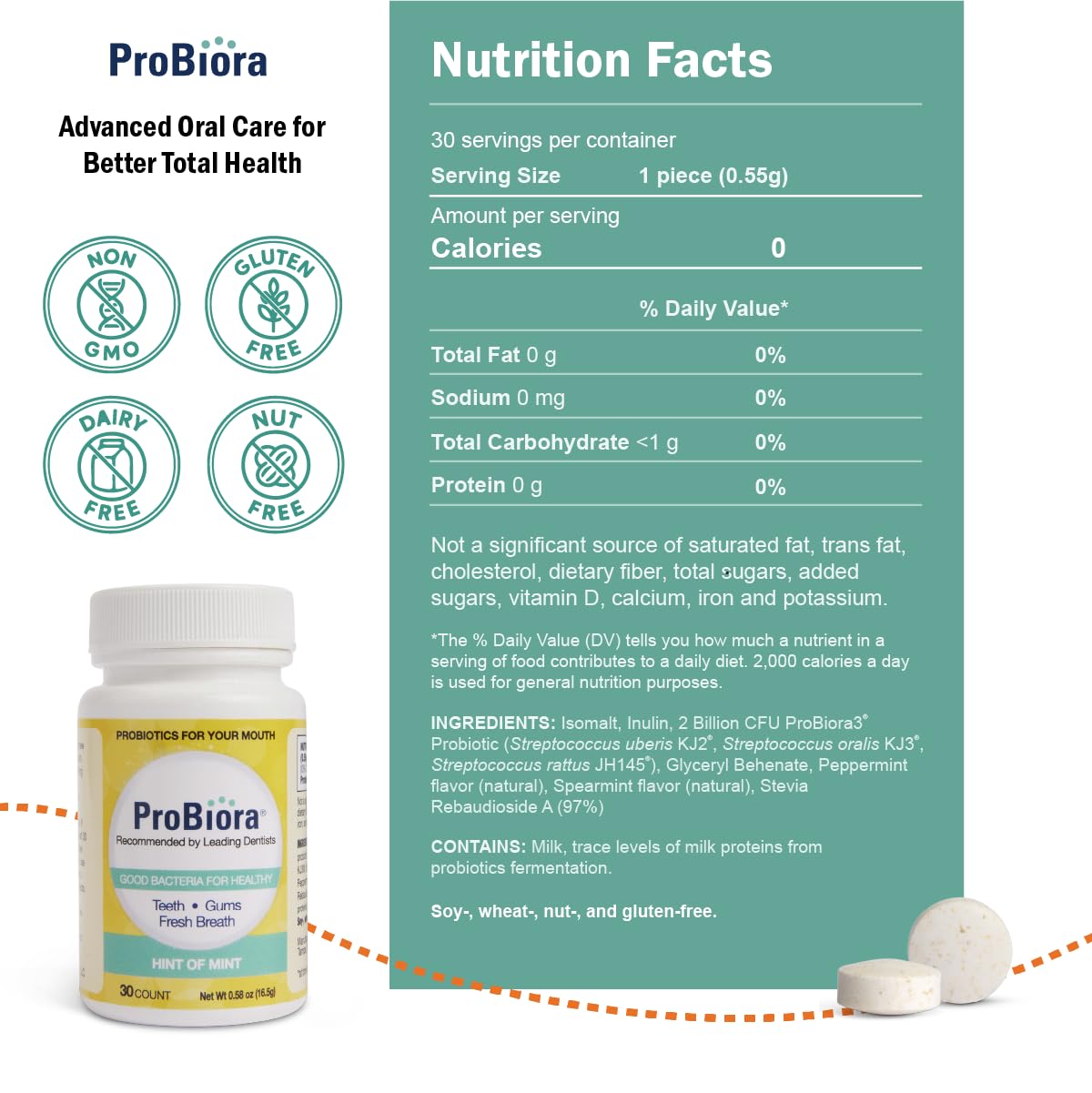 ProBiora Health Oral-Care Probiotic Tablets for Teeth & Gums - 60 Tablets - image 2