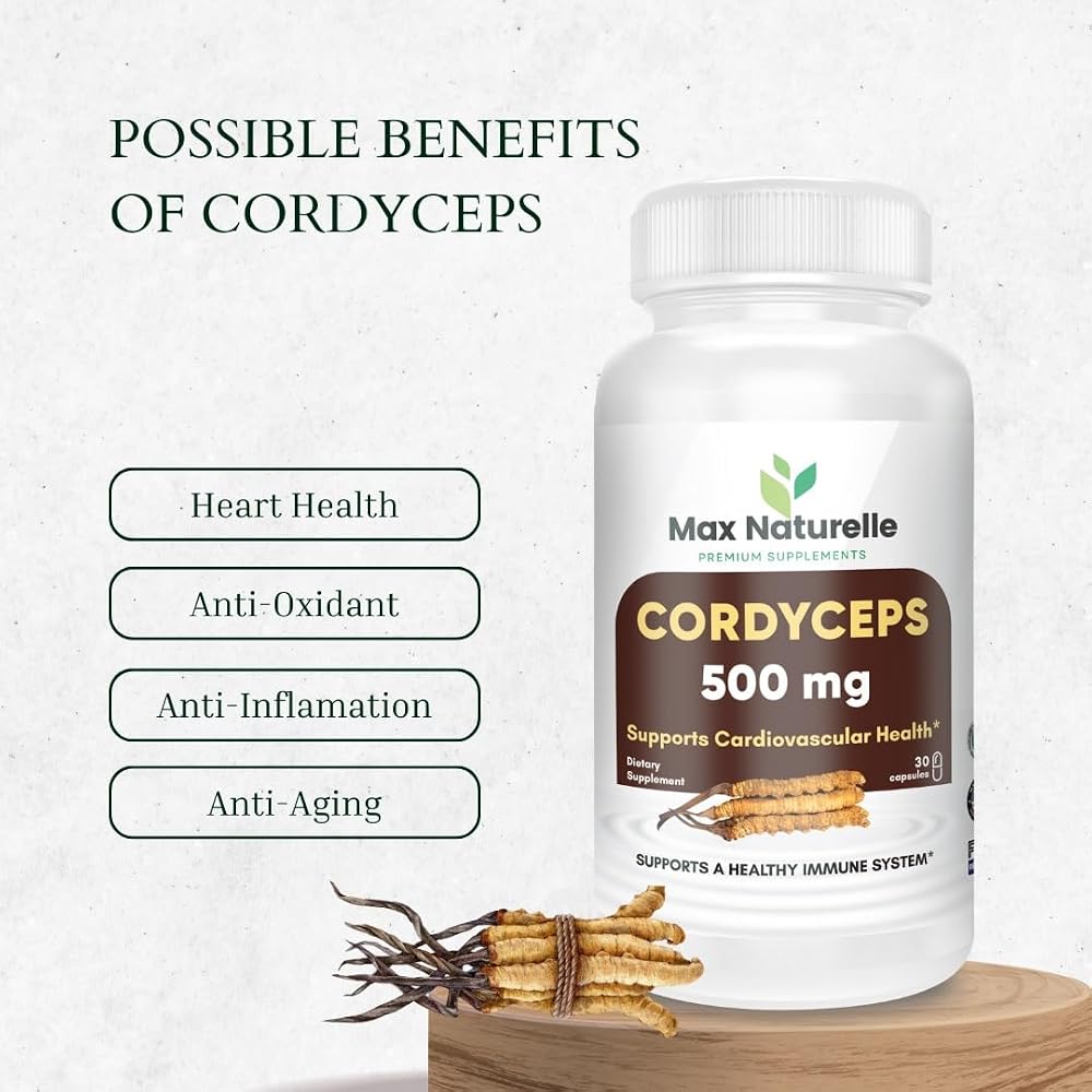 Max Naturelle Cordyceps 500mg Dietary Supplement - 30 Vegan Capsules - image 5