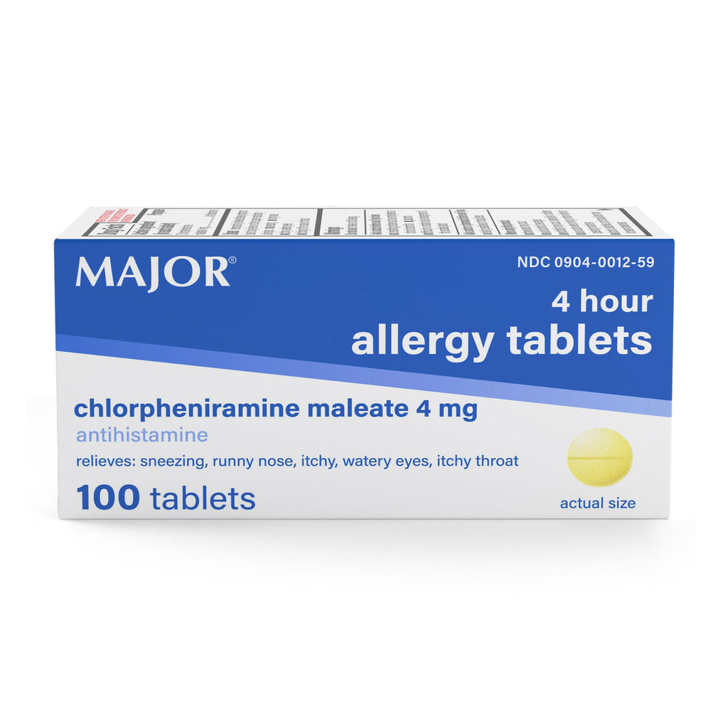 MAJOR Chlorpheniramine Maleate 4 Mg Allergy Tablets - 100 Count