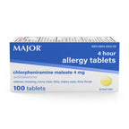 MAJOR Chlorpheniramine Maleate 4 Mg Allergy Tablets - 100 Count