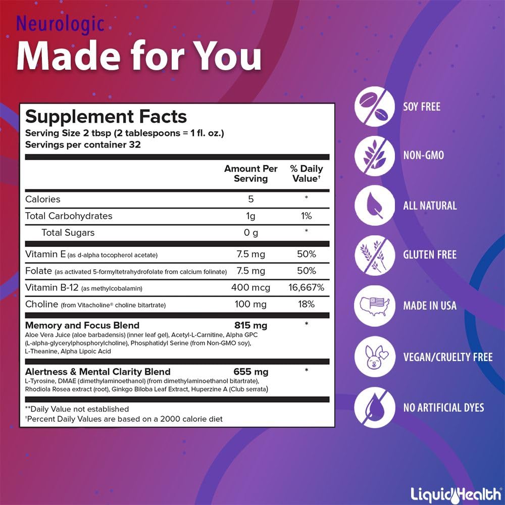 LIQUIDHEALTH Neurologic Focus Supplement Brain Booster - 32 oz - image 5