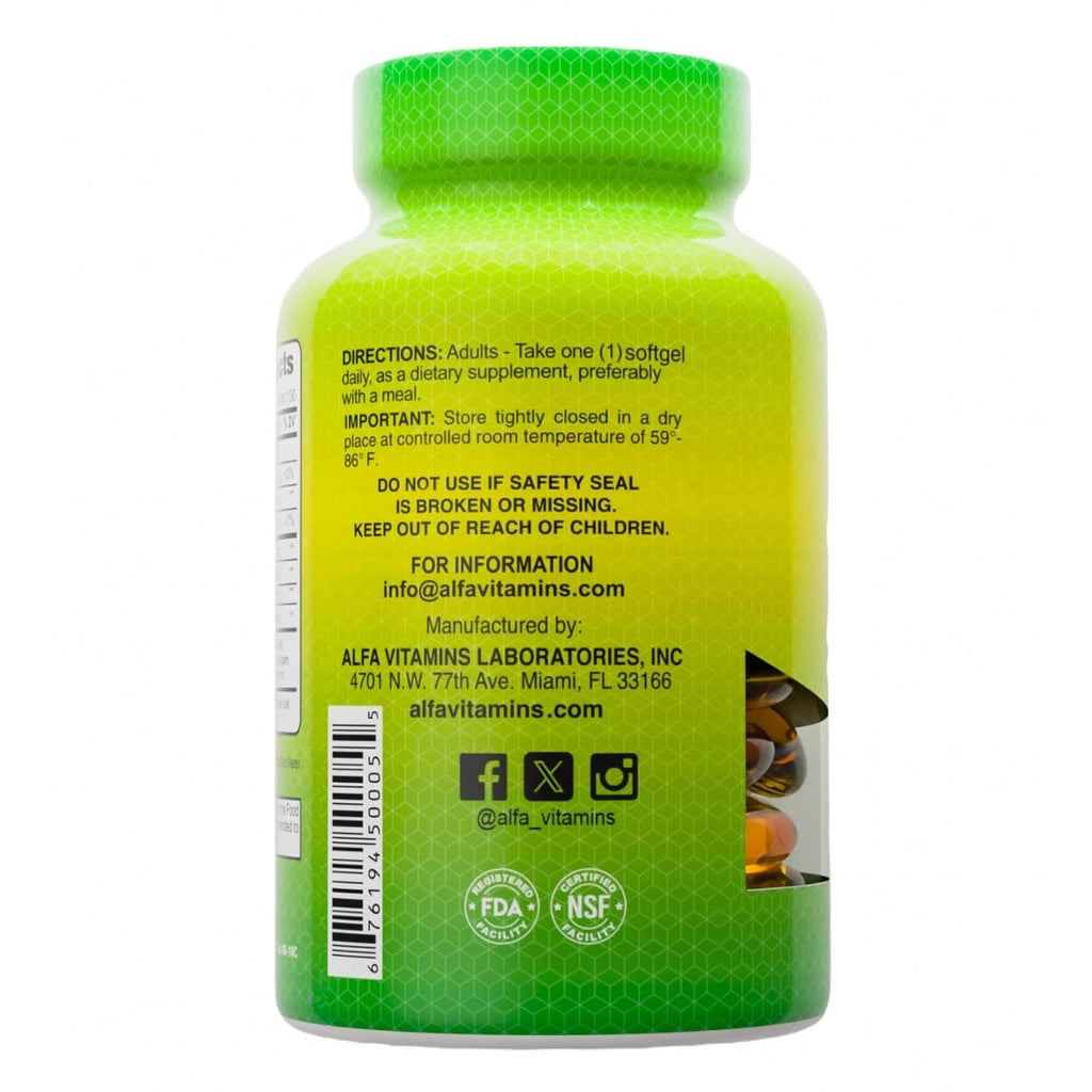 ALFA VITAMINS Omega 3 Fish Oil 1000mg - 100 Softgels - image 3