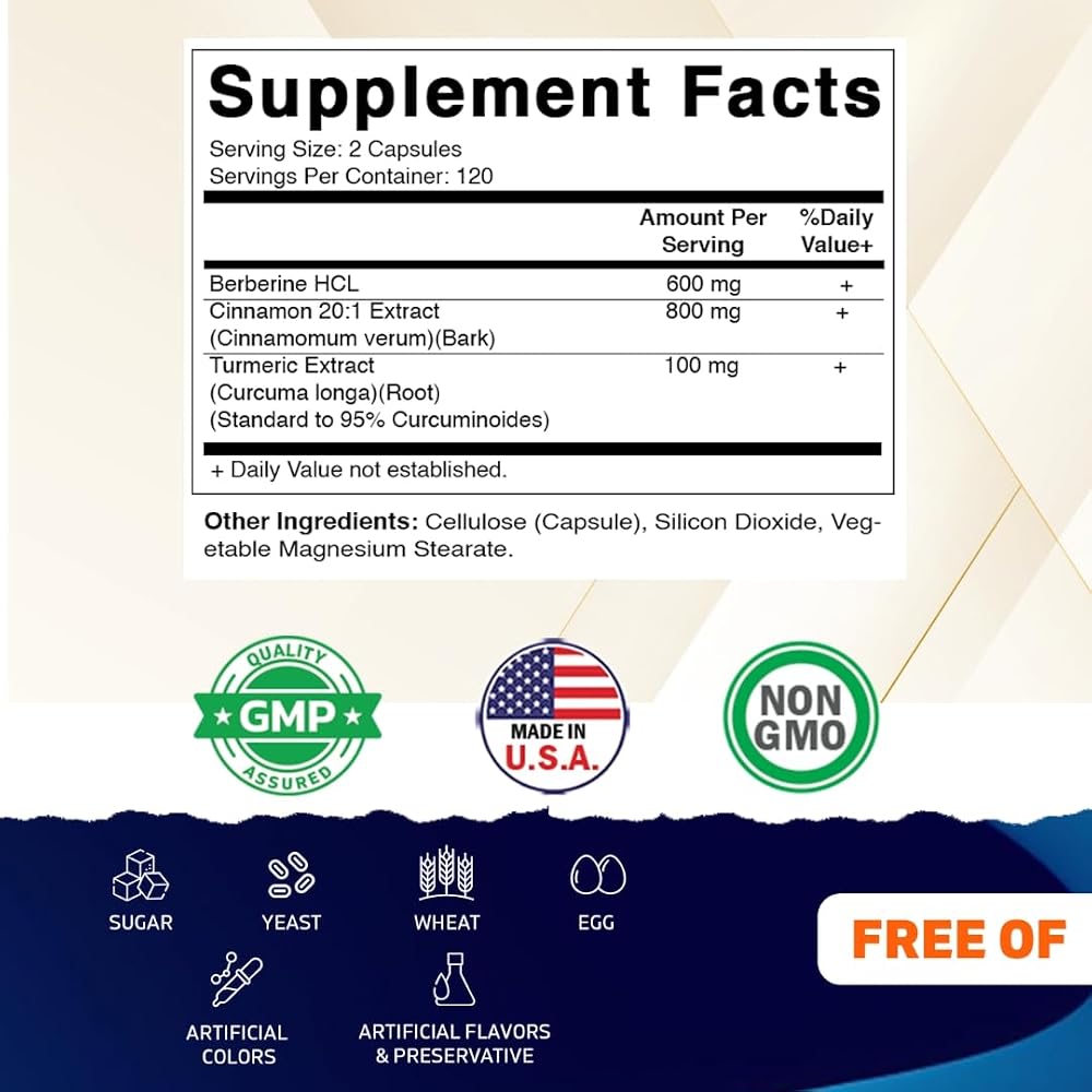 Vitamatic Berberine & Ceylon Cinnamon - 240 Vegetarian Capsules - image 2