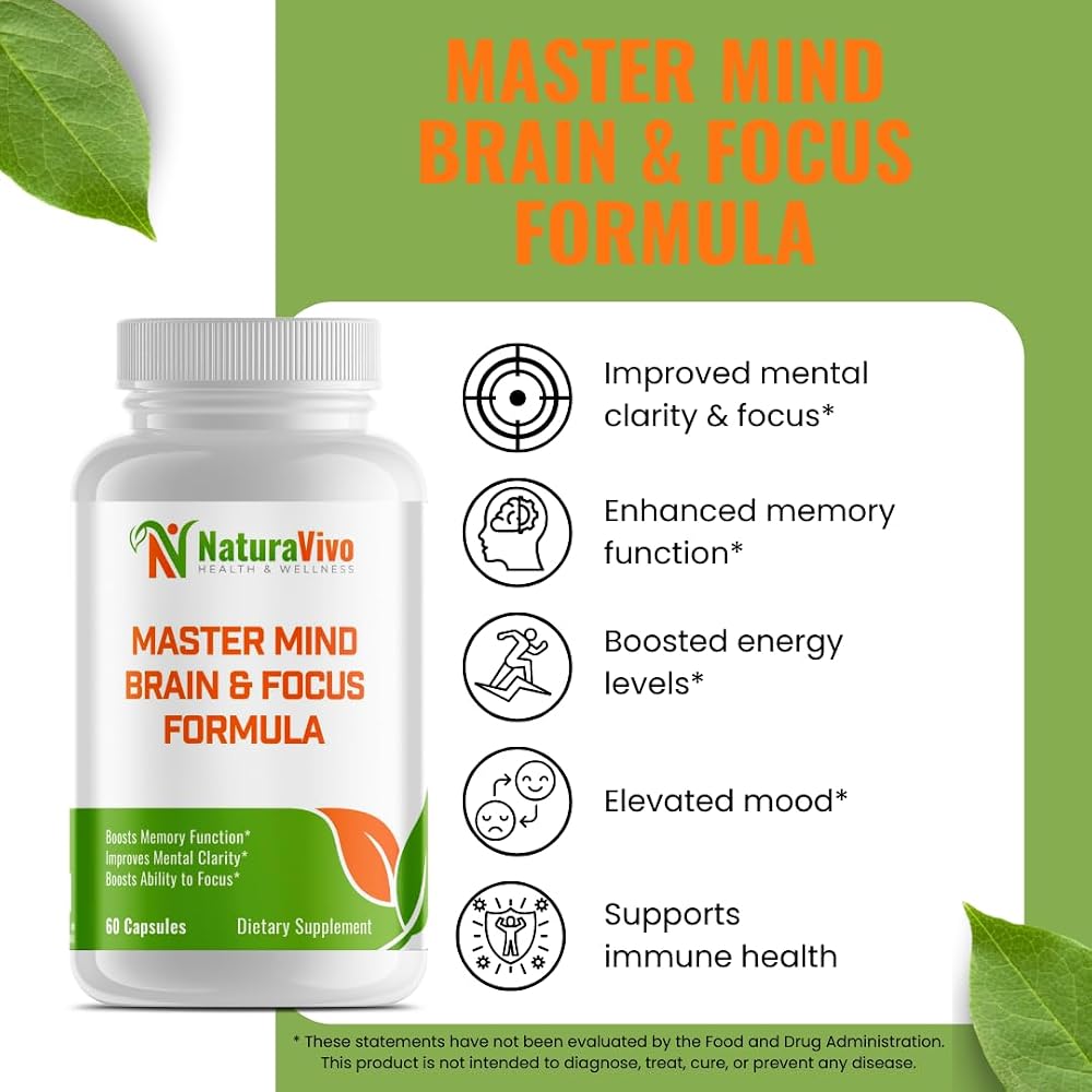 NaturaVivo Master Mind Brain & Focus Formula - 60 Capsules - image 2