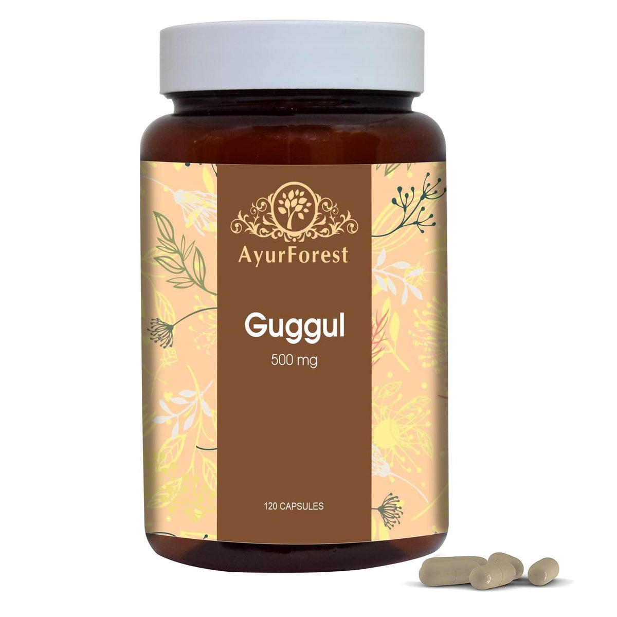 AYURFOREST Guggul with Arjuna Extract Vegetarian Capsules - 120 Count