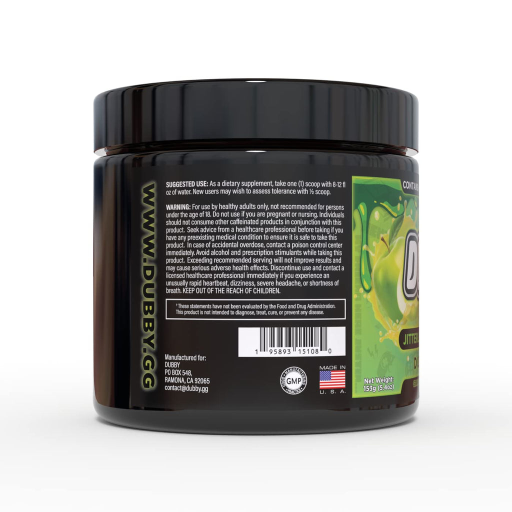 Dubby Sugar Free Energy Drink Powder Green Apple - 30 Servings - image 3