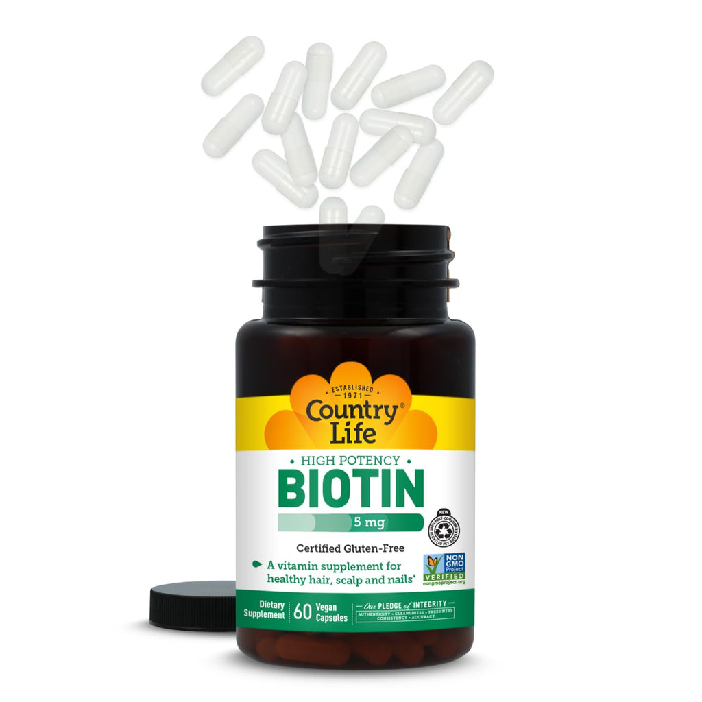 Country Life Biotin High Potency, 5mg- Certified Gluten Free