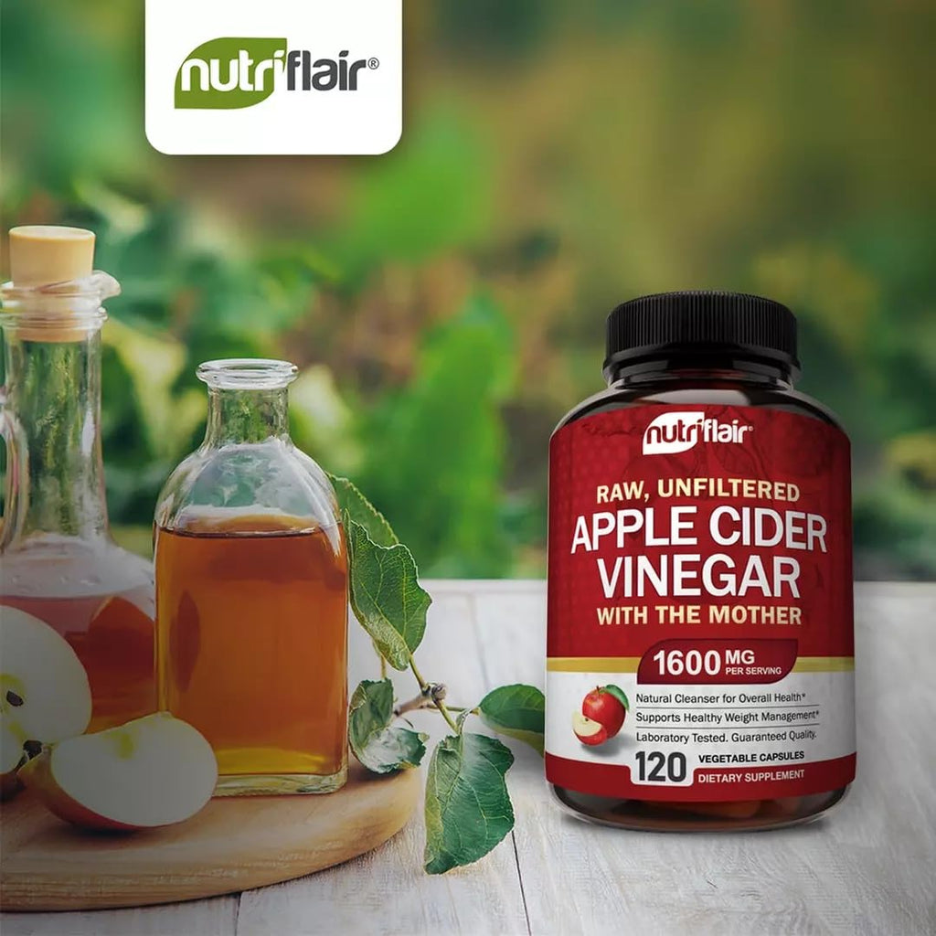 NutriFlair Apple Cider Vinegar Capsules with Mother 1600mg - 120 Capsules - image 6