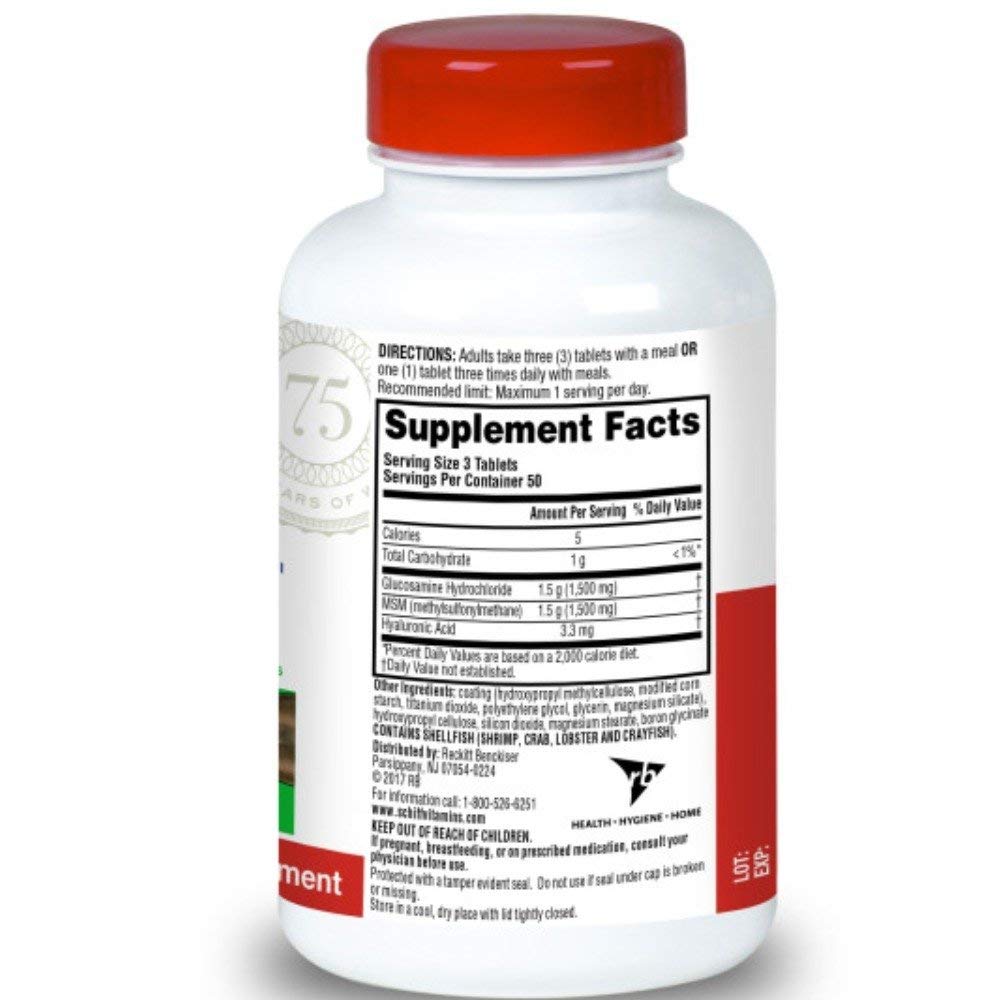 Schiff Glucosamine 1500mg Plus MSM and Hyaluronic Acid - 150 Tablets - image 2