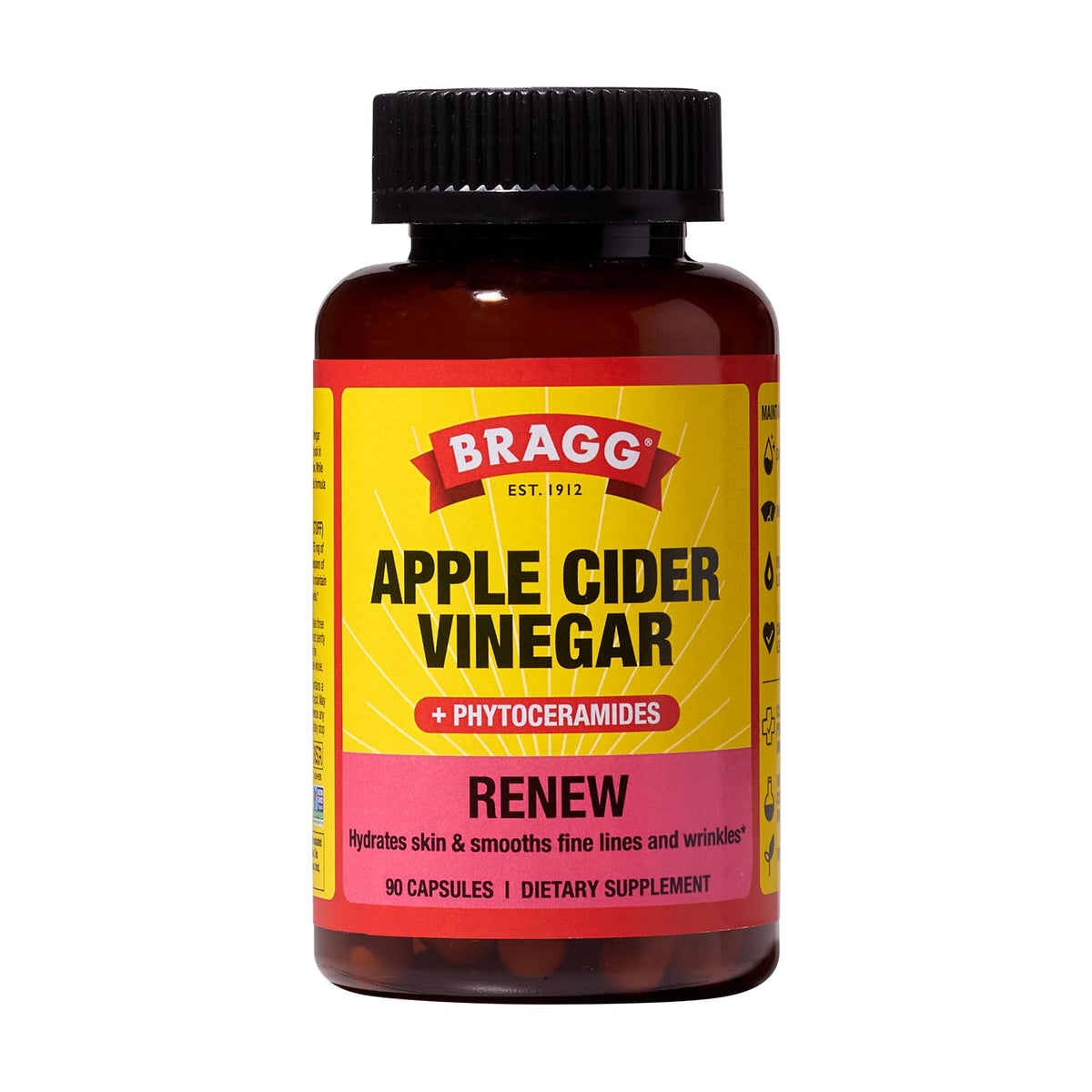 BRAGG Renew Apple Cider Vinegar Capsules with Phytoceramides - 90 Capsules