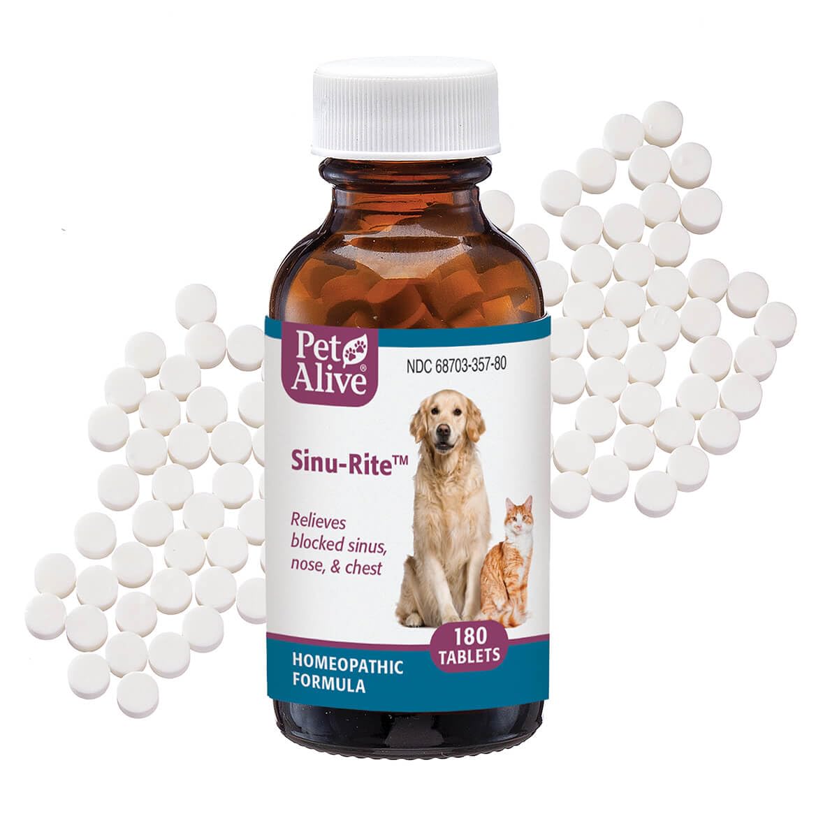 PetAlive Sinu-Rite for Dogs & Cats Nasal Relief - 180 Tablets