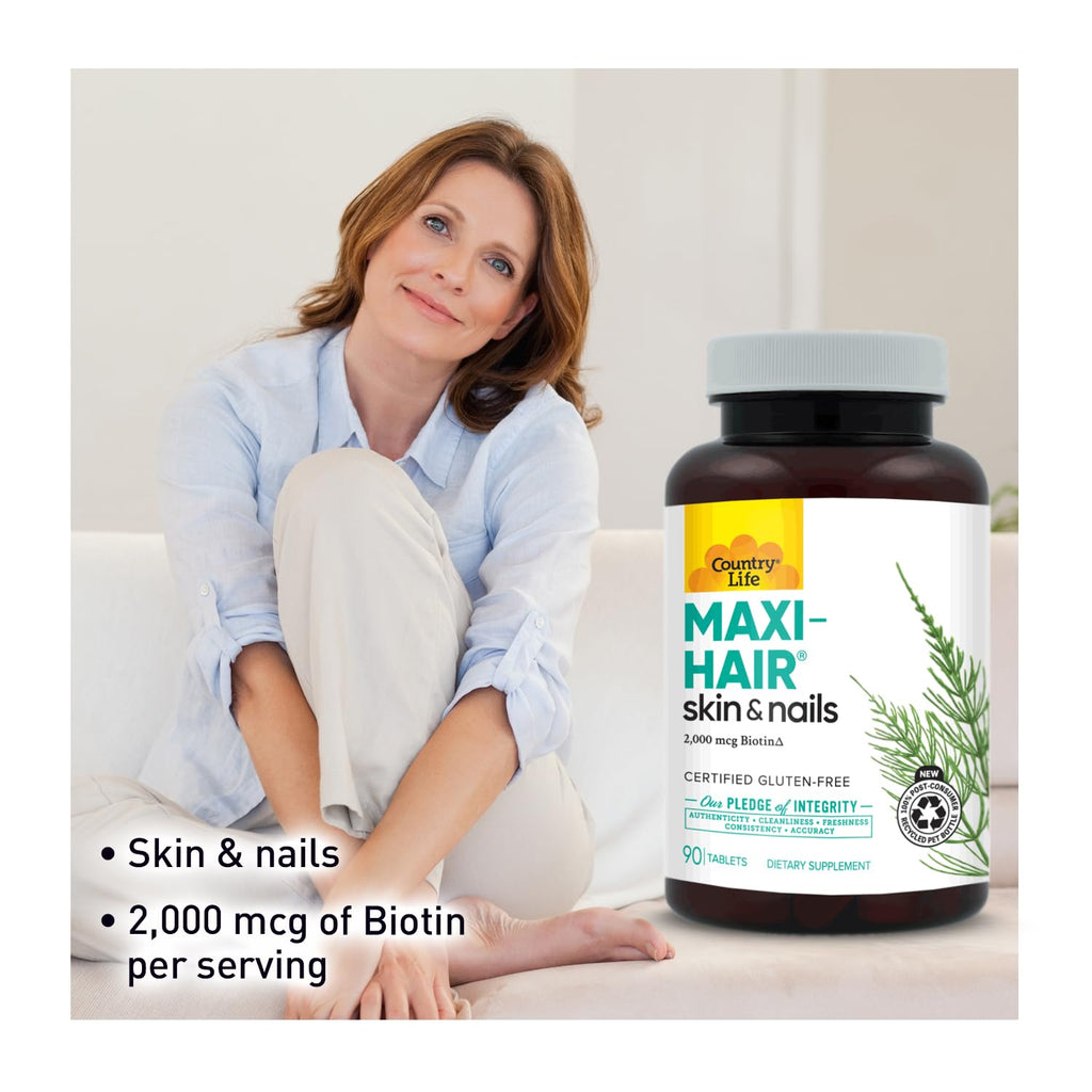 Country Life Maxi-Hair Biotin 2000 mcg - 90 Tablets - image 5