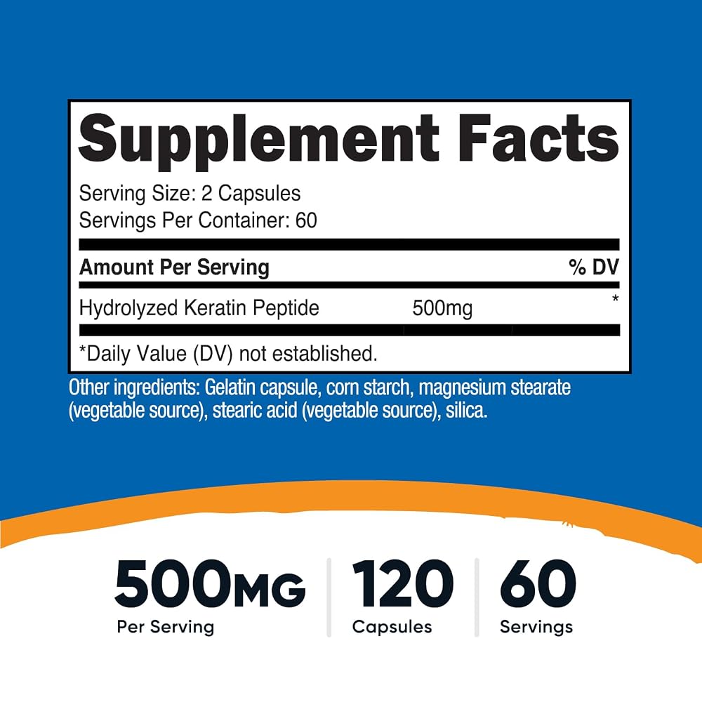 Nutricost Keratin Hydrolized Peptide - 120 Capsules - image 2