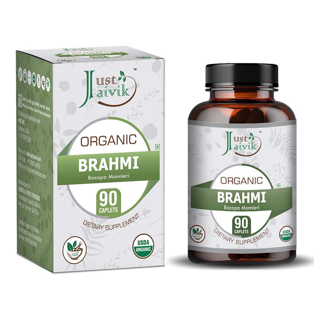 Just Jaivik Organic Brahmi Tablets 750 mg - 90 Tablets