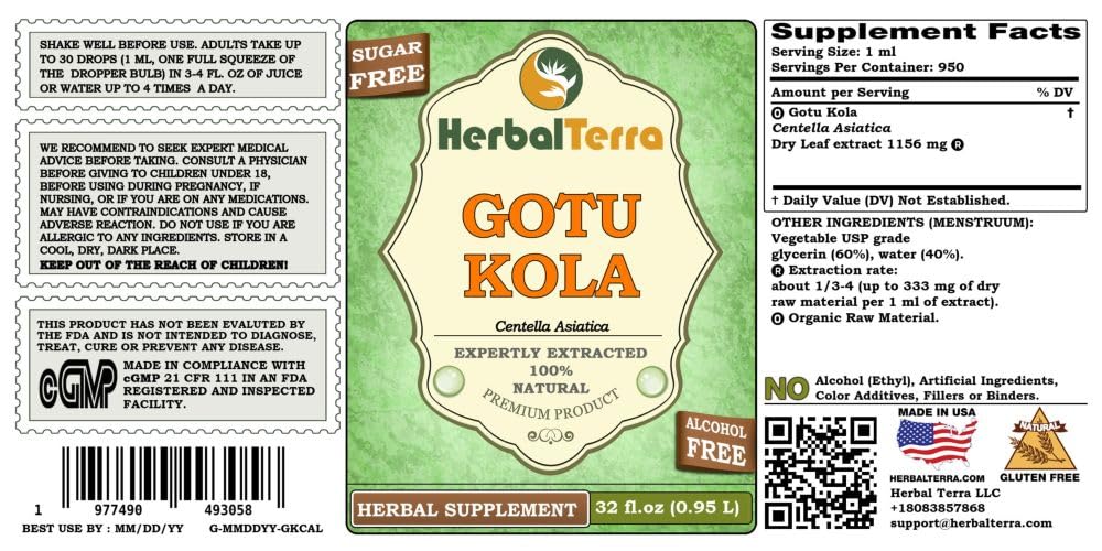 Herbal Terra LLC Gotu Kola (Centella Asiatica) Tincture