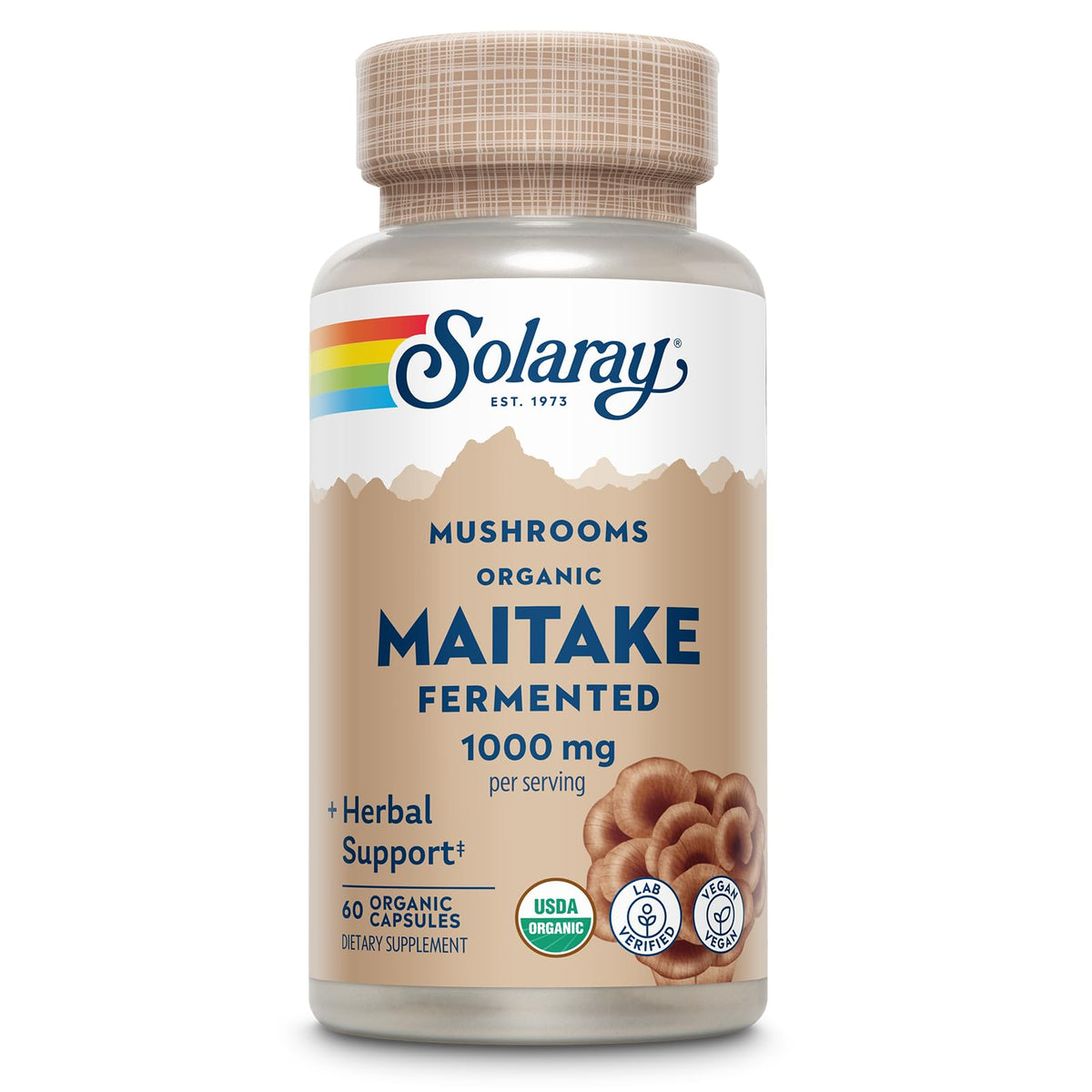 SOLARAY Organic Maitake 1000 mg Fermented - 60 Capsules