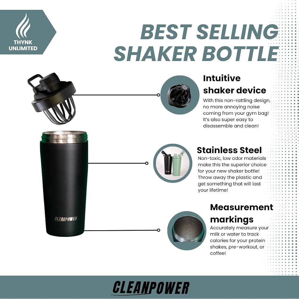 CleanPower Clean Power Stainless Steel Shaker Bottle
