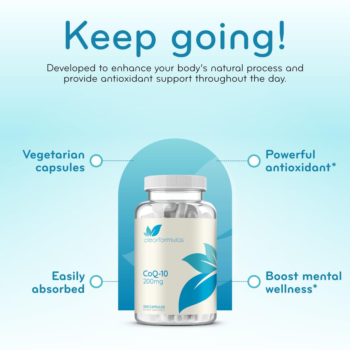 Clear Formulas Quick Absorption CoQ10 200mg Capsules