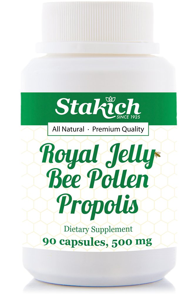 Stakich Royal Jelly Bee Pollen Propolis 500 mg - 90 Capsules