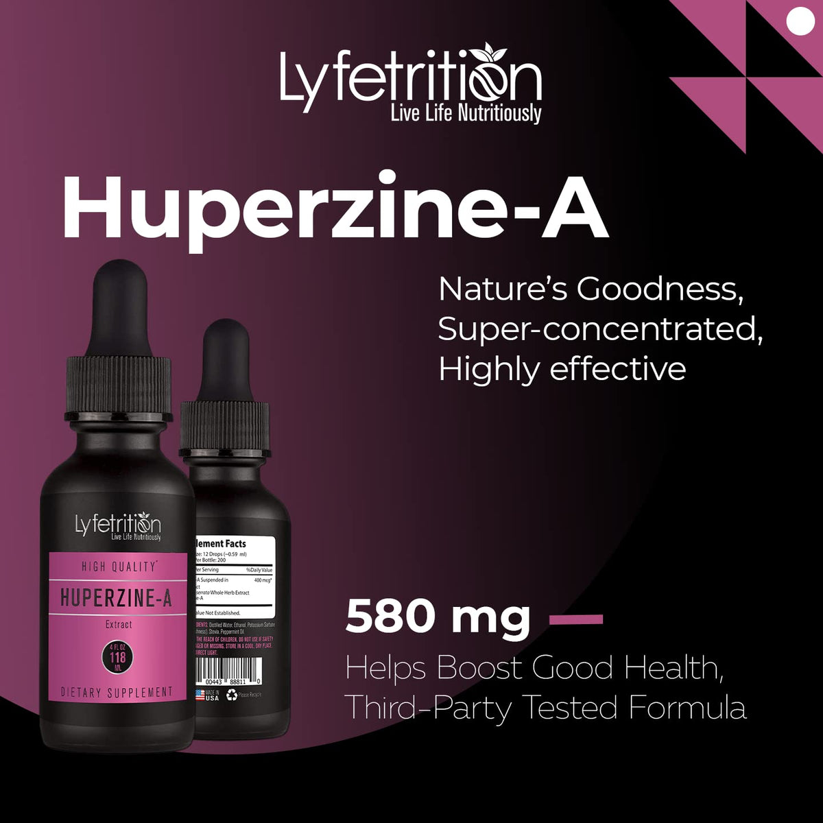 Lyfetrition Huperzine-A Supplement 380 mcg - 4 Fl Oz Liquid - image 5