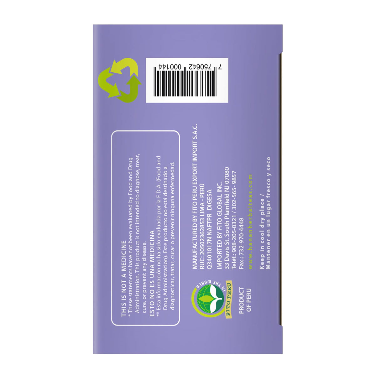 Hanan Peruvian Secrets Valeriana Herbal Tea