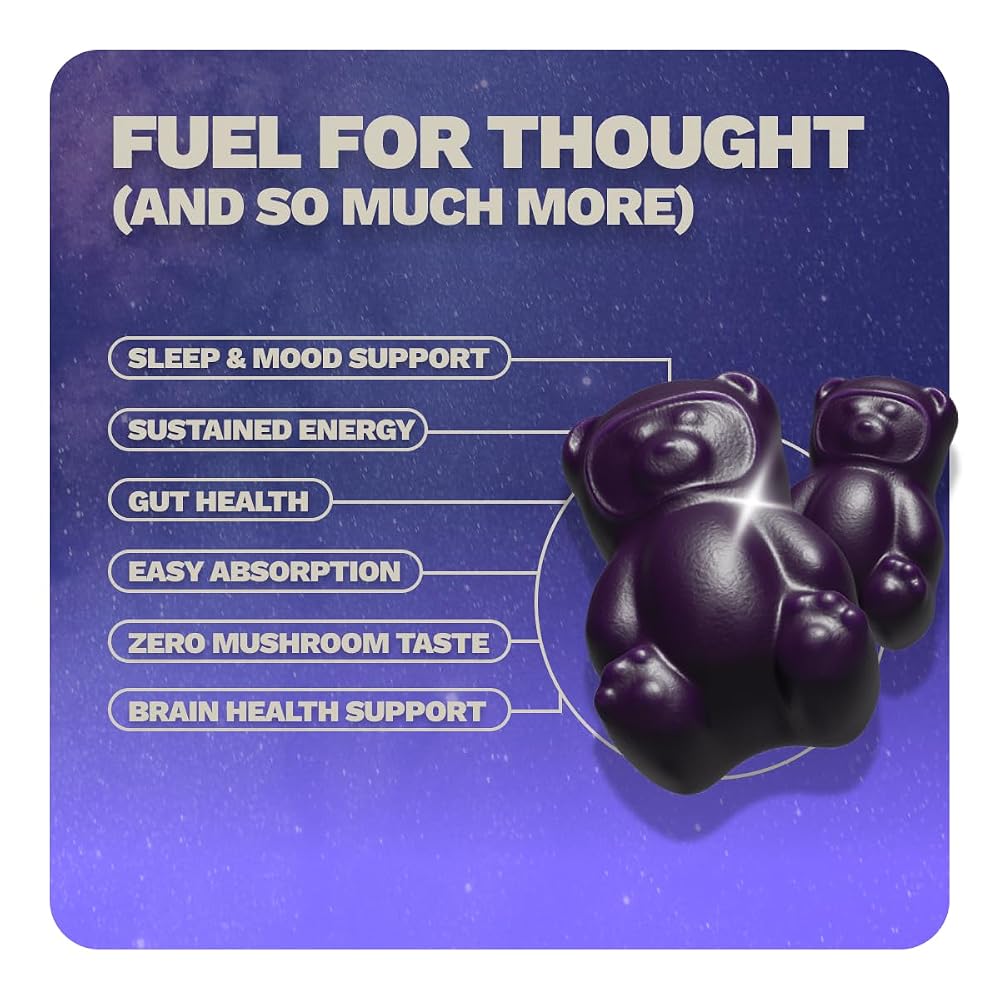 Grüns Gruns Nutrops, Functional Nootropics Mushroom Gummies, Herbal