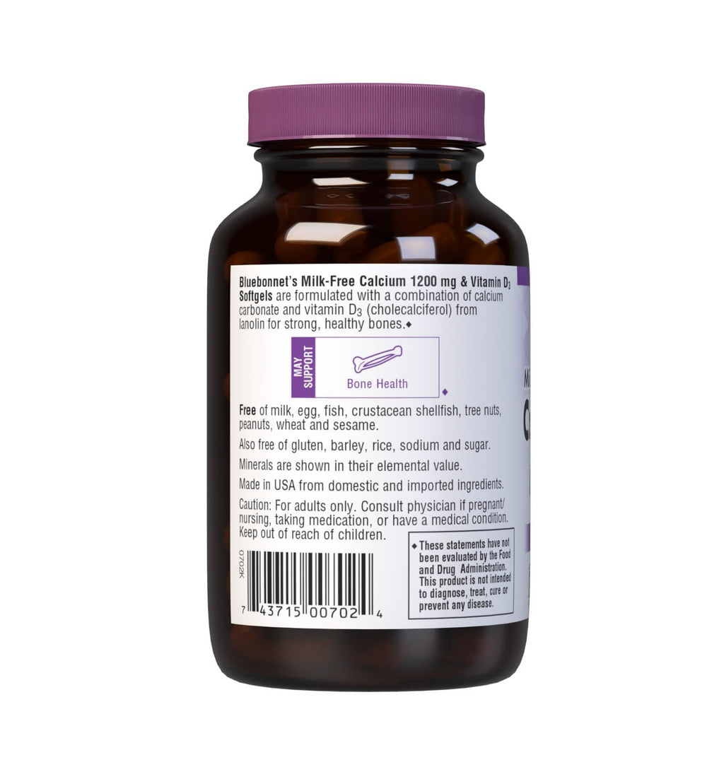 Bluebonnet Nutrition Milk-Free Calcium 1,200 mg Plus Vitamin D3 400 IU