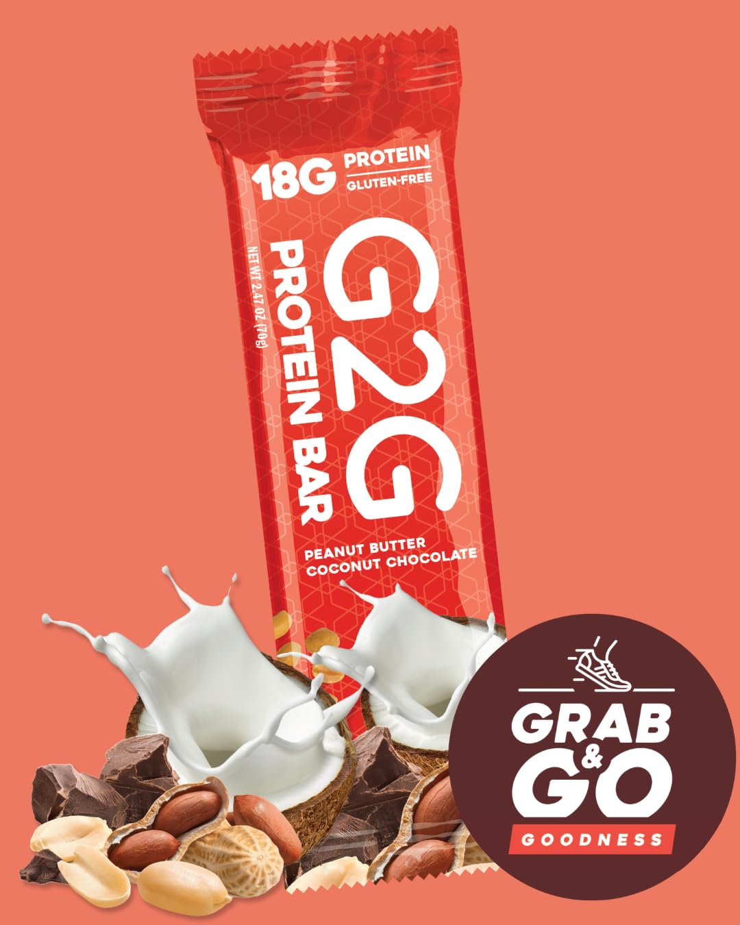 G2G Protein Bar Peanut Butter Coconut Chocolate - 8 Count - image 2