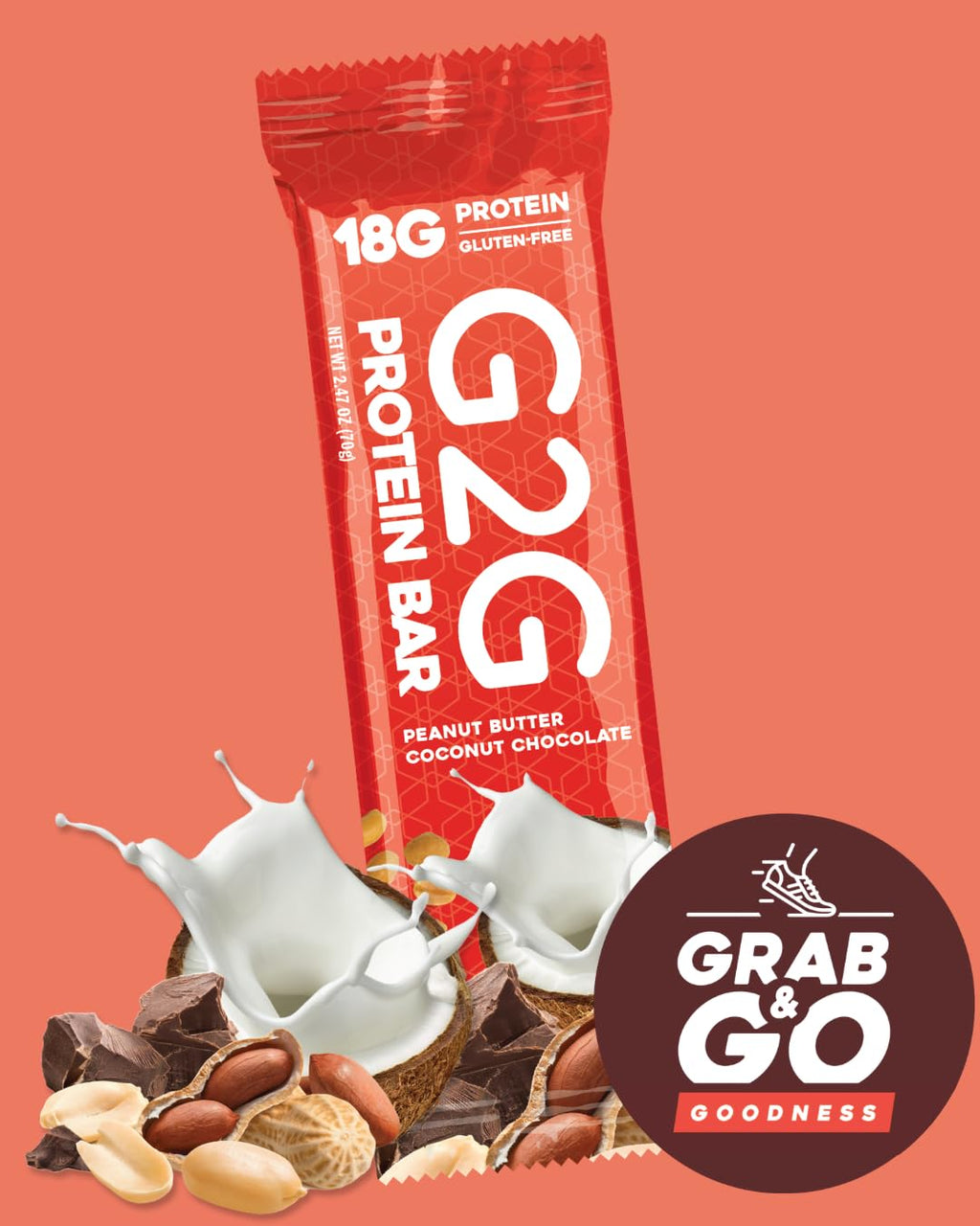 G2G Protein Bar, Peanut Butter Coconut Chocolate Parent