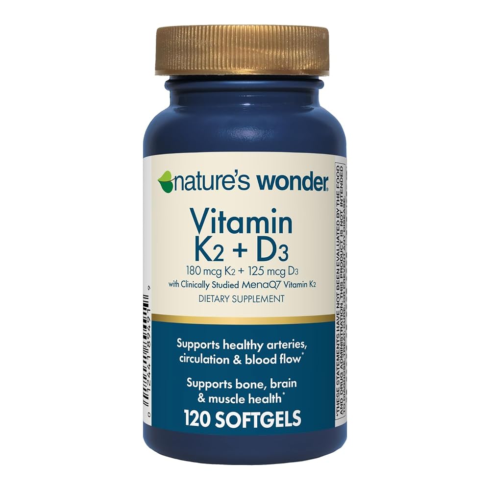 Nature's Wonder Vitamin K2 180mcg + D3 5000 IU - 120 Softgels