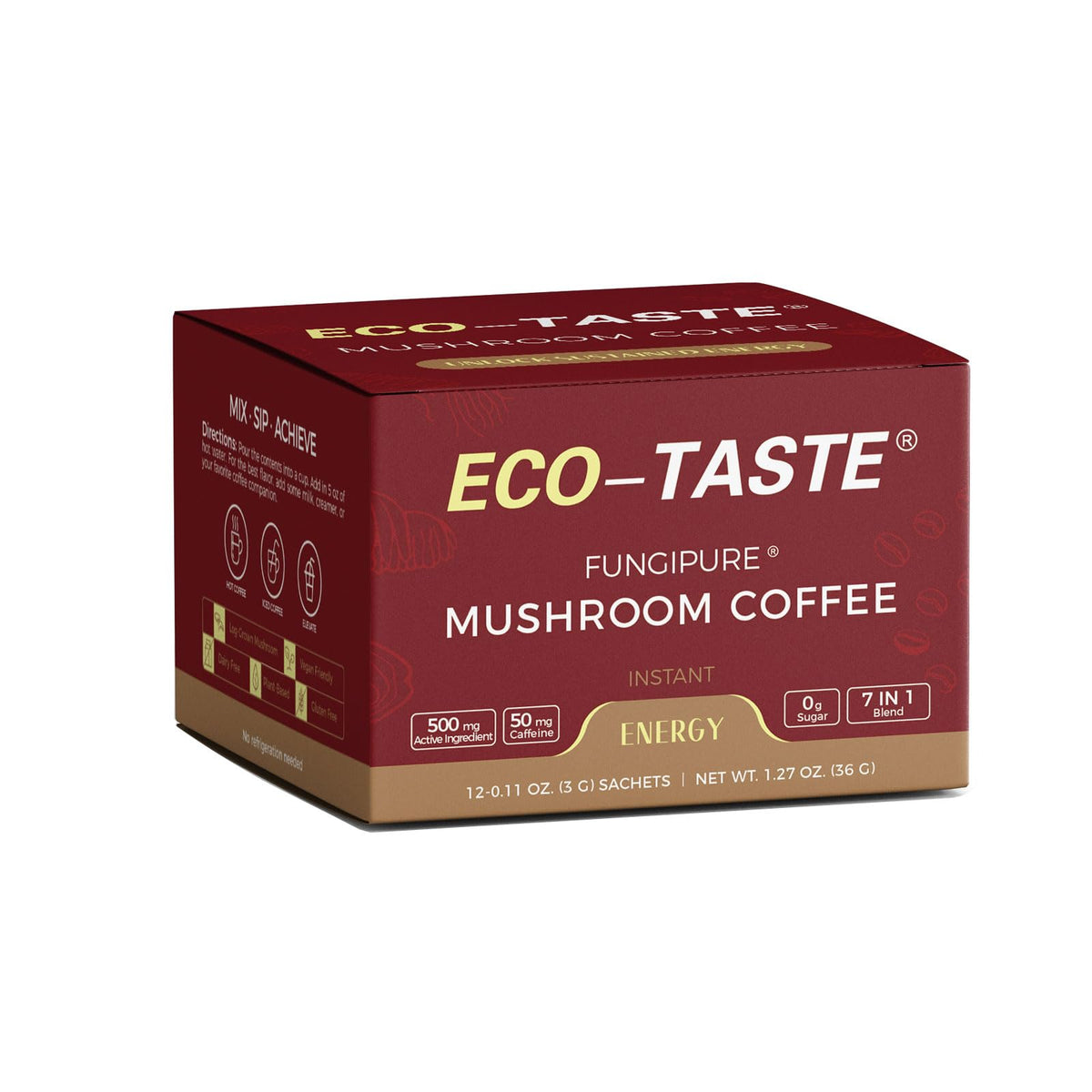 ECO-TASTE Mushroom Coffee, Instant Coffee with Magic Mushrooms