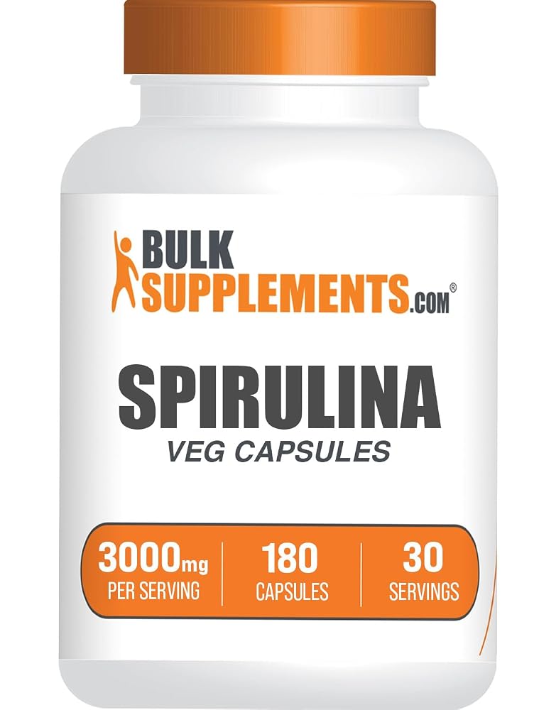 BulkSupplements Spirulina 3000mg Capsules - 180 Count