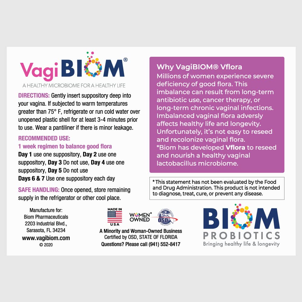 VagiBiom 5-Day Vflora Lactobacillus Suppositories - 5 Count - image 6