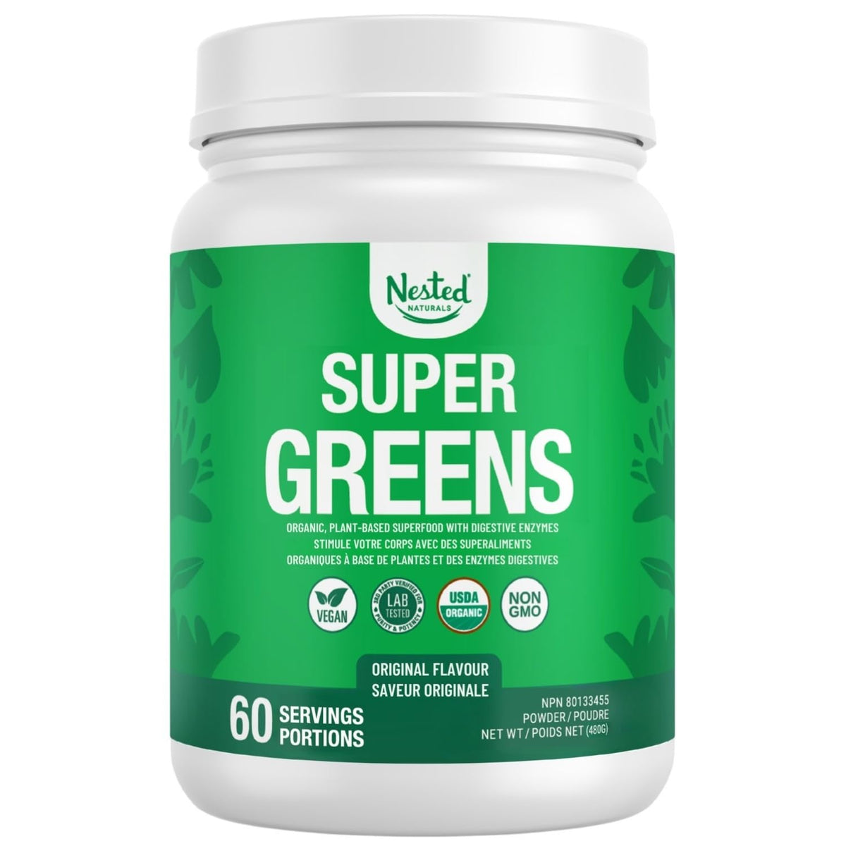 Nested Naturals Super Greens Daily Superfood Powder - 60 Servings