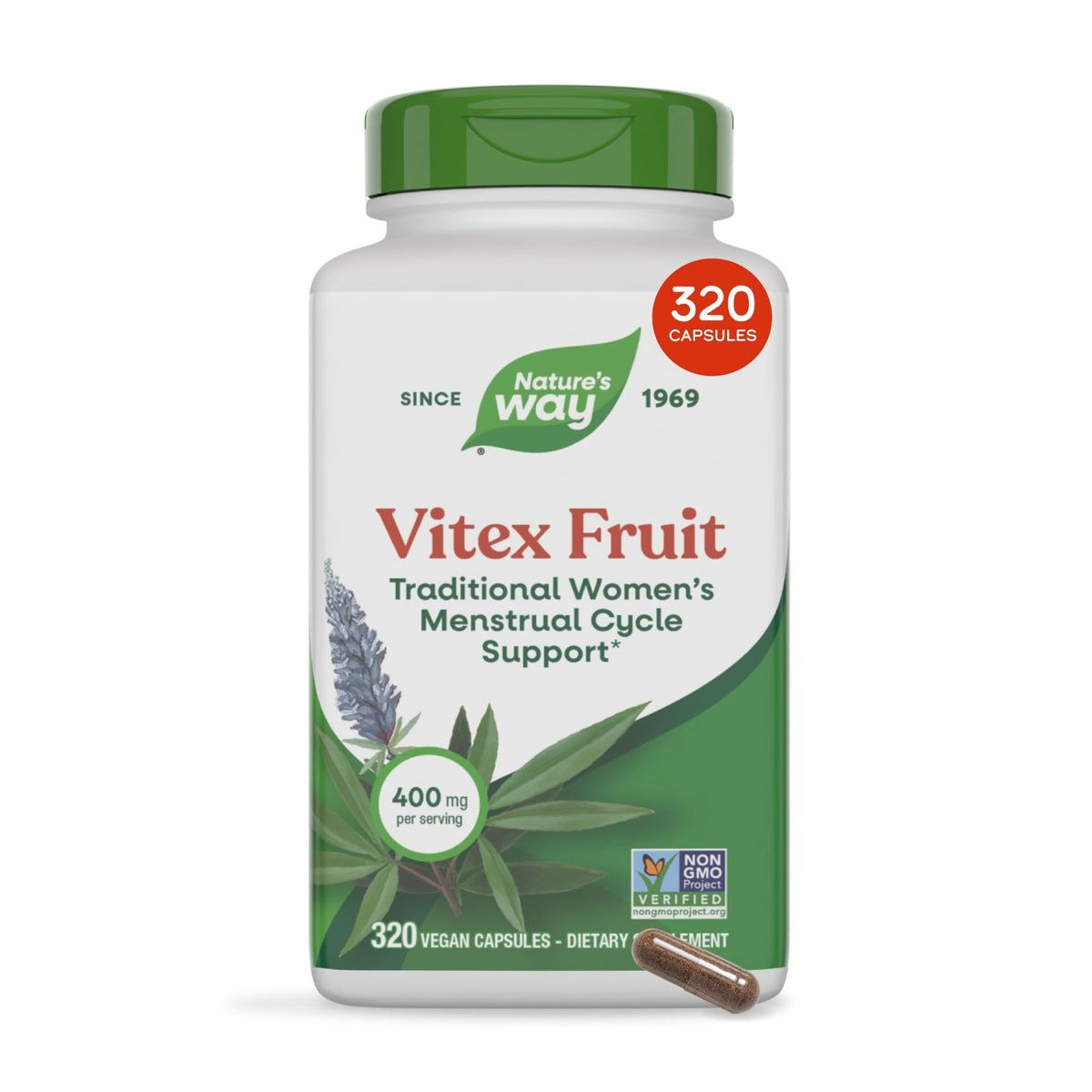 Nature's Way Vitex Fruit Chasteberry Capsules - 320 Count