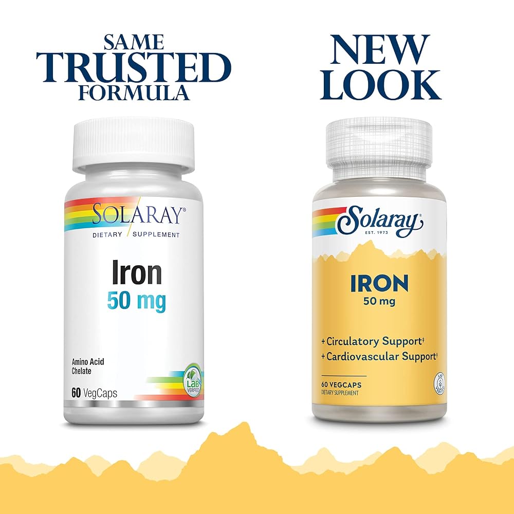 Solaray Iron 50 mg Cardiovascular Support - 60 Vegetarian Capsules - image 2