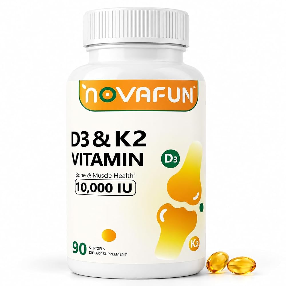 Novafun Vitamin D3 K2 10000 IU Supplement - 90 Softgels