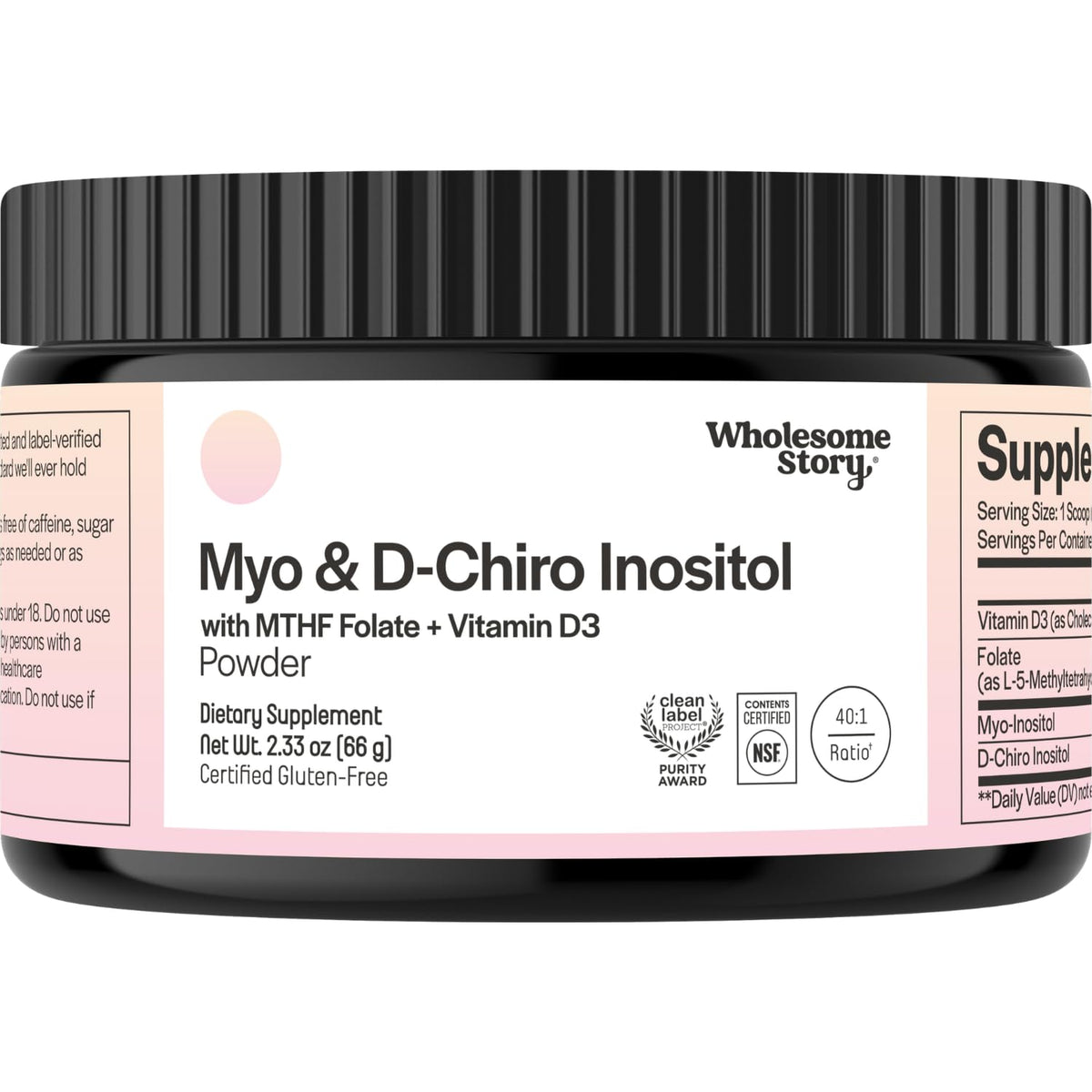Wholesome Story Inositol Powder with MTHF Folate & Vitamin D3 - 30 Servings