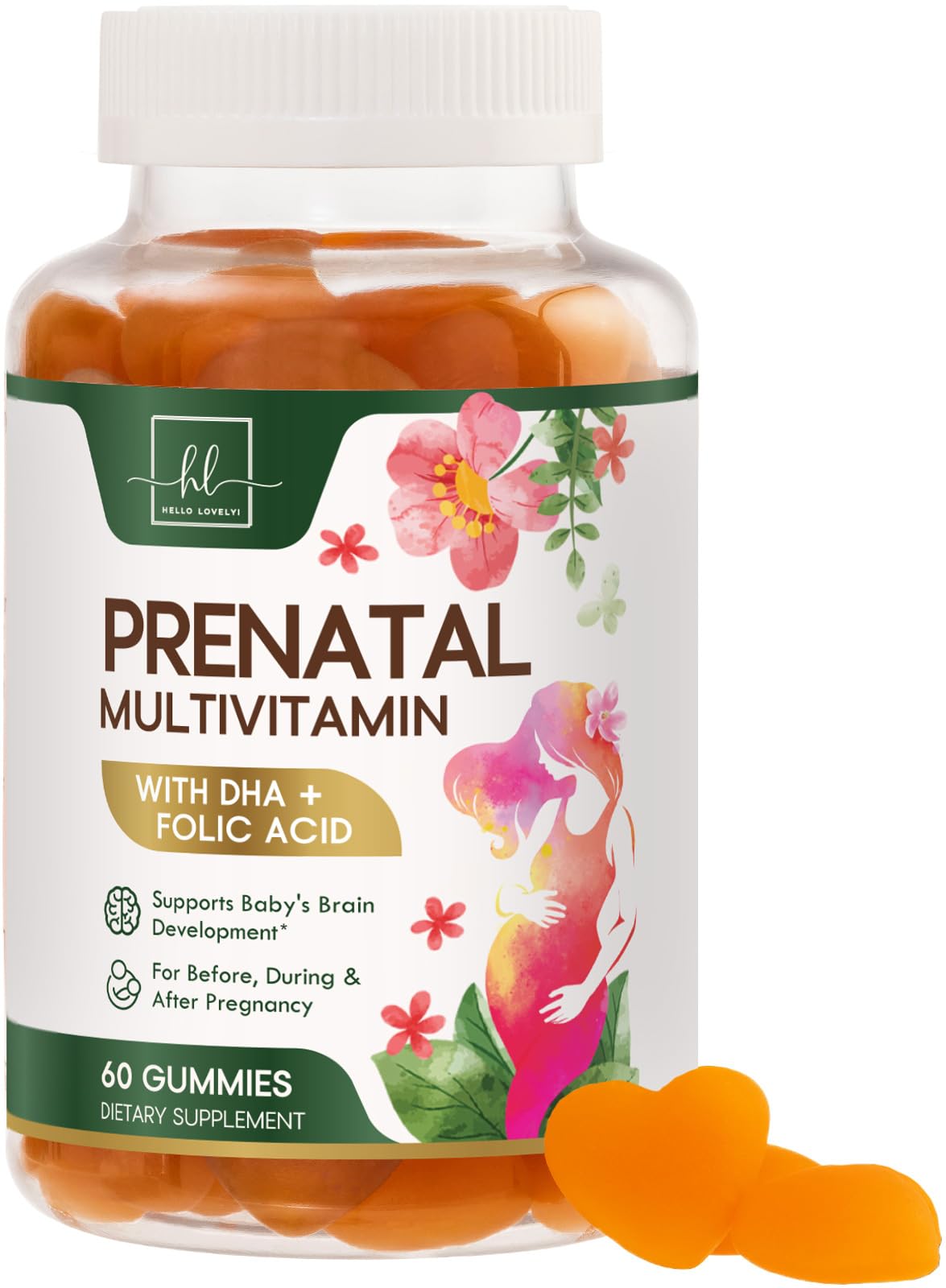 Hello Lovely! Prenatal Vitamins Multivitamin with DHA & Folic Acid - 60 Gummies